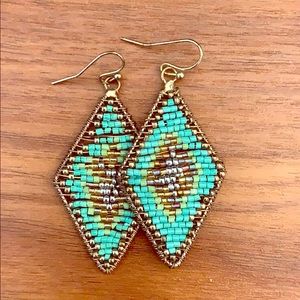 Turquoise Beaded Drop Earrings